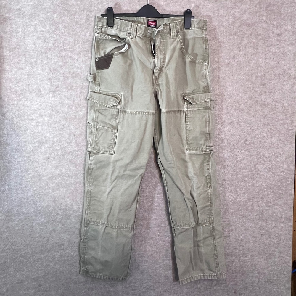 Wrangler Workwear Cargo Pants Mens 34x34 Khaki Tan Cotton Utility Gorpcore
